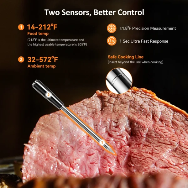 Professional Grade Ultra-Thin Probe Bluetooth Meat Thermometer INT-21-B - Image 5