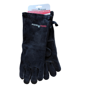 GrillTeam premium nahka BBQ käsineet jopa 500C musta